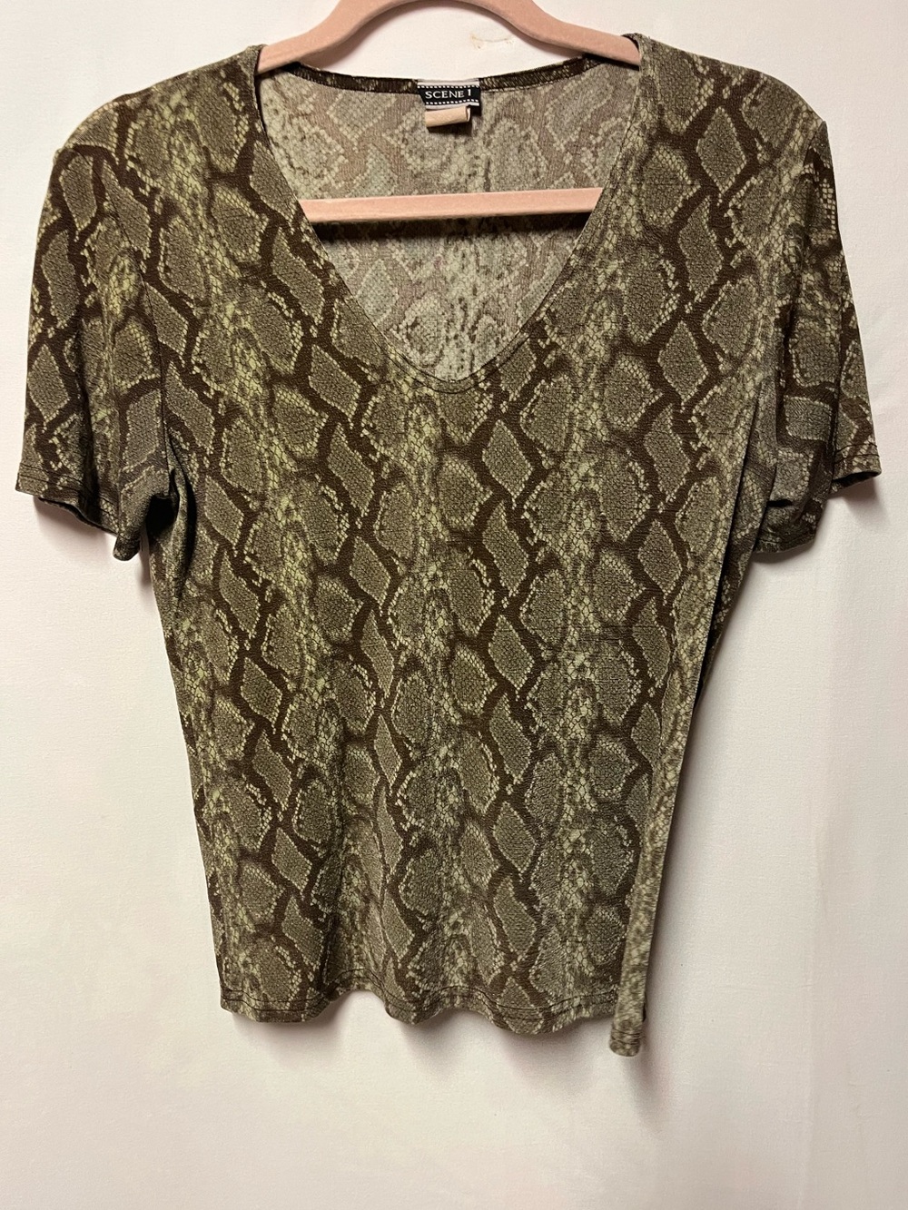 Vintage Y2K Scene 1 Snake Print Stretch Tee Made in USA Size Large - Picture 2 of 9